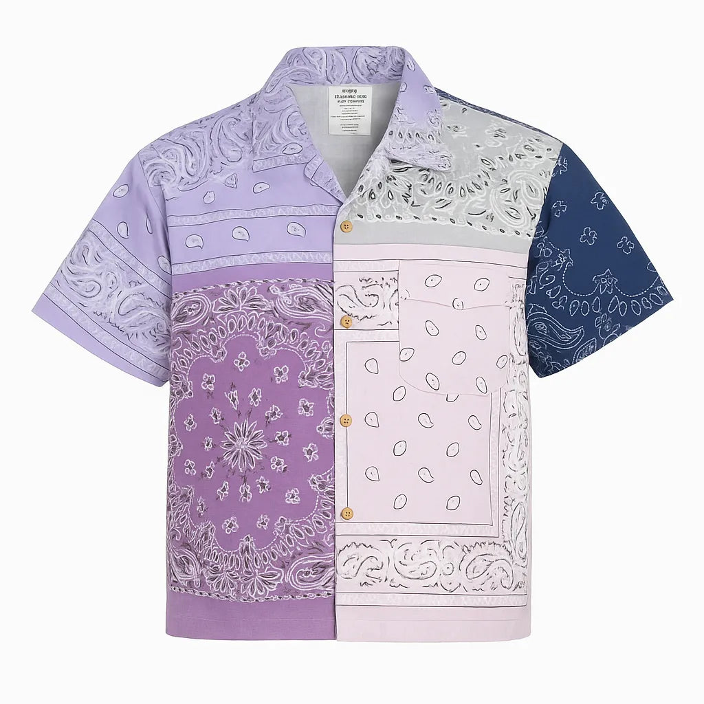 Bandana Patchwork Short Sleeve Shirt