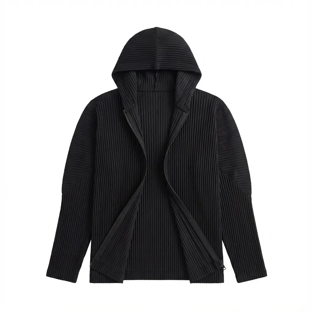 Pleated Zip Hoodie
