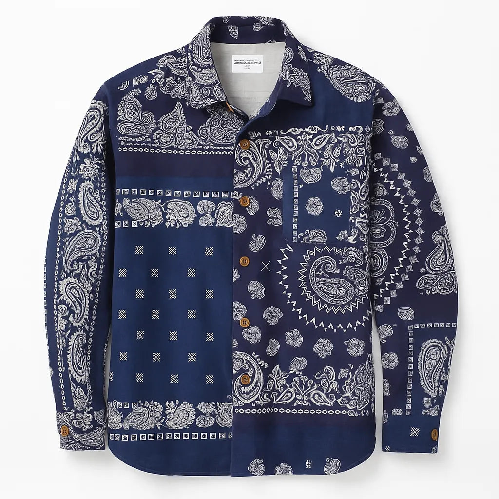 blue bandana dress shirt Bandana Long Sleeve Shirt M / Navy