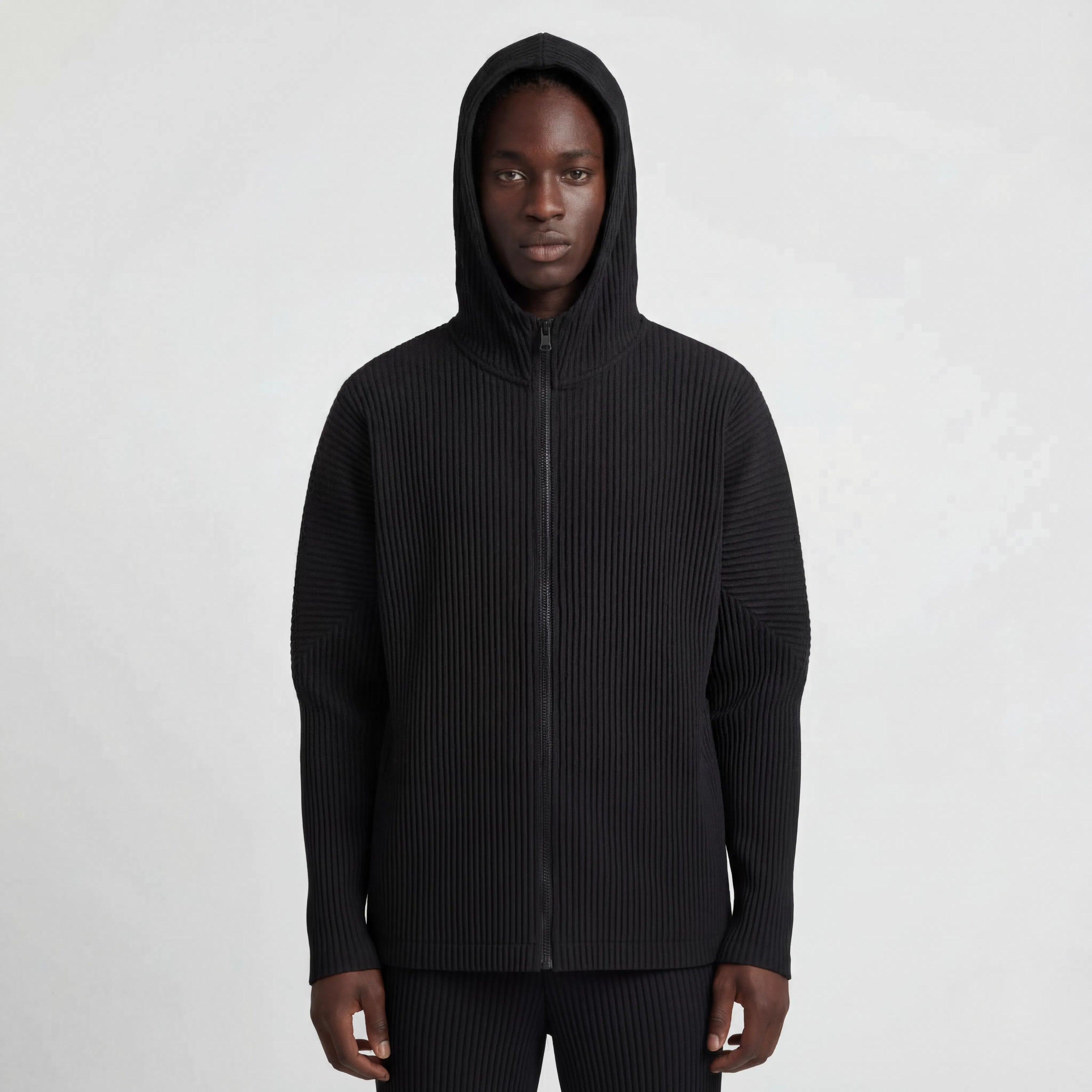 Pleated Zip Hoodie
