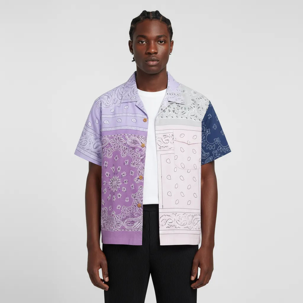 Bandana Patchwork Short Sleeve Shirt