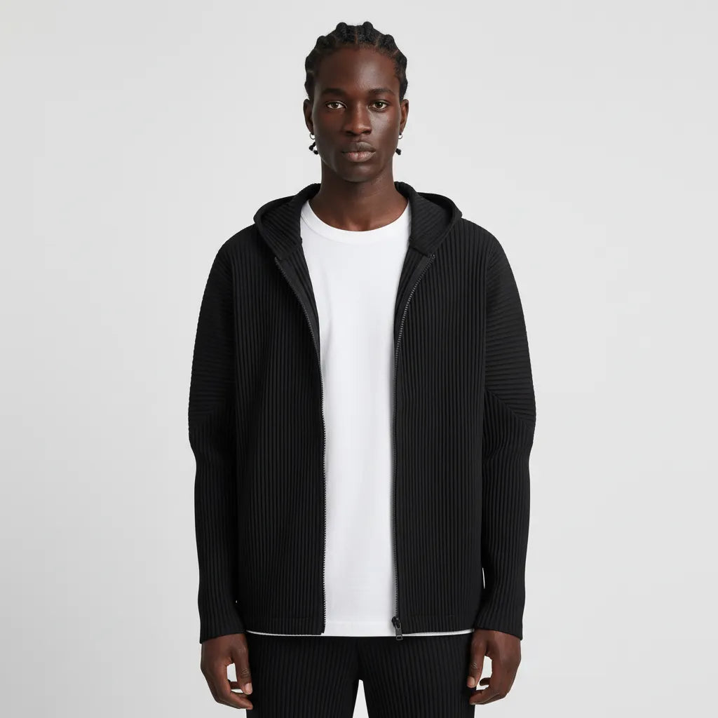 Pleated Zip Hoodie