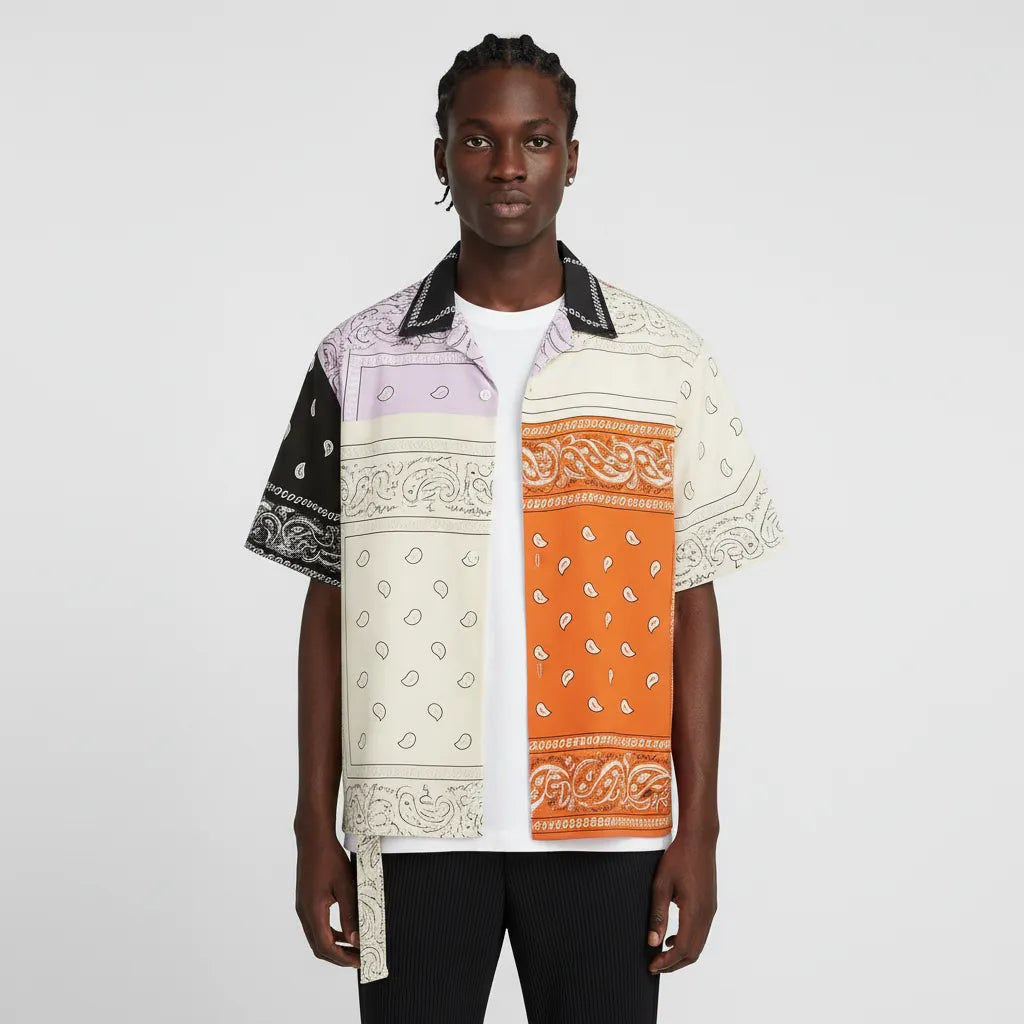 Bandana Patchwork Short Sleeve Shirt